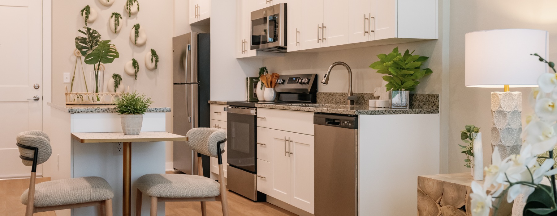 kitchen and dining space with island