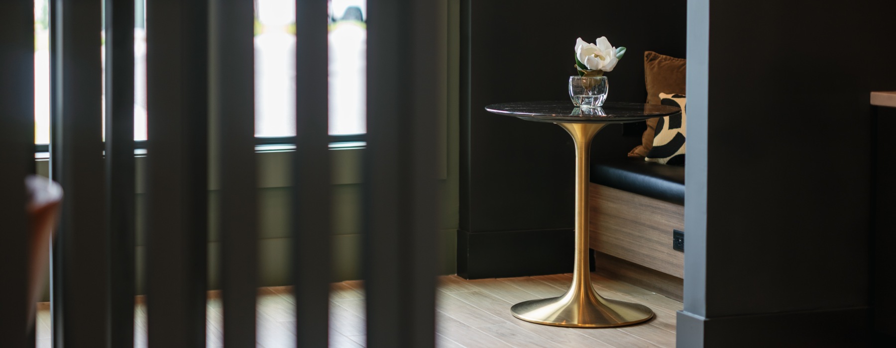 Office space with floral detail