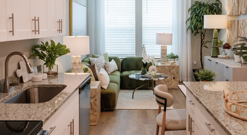 open living with kitchen and living room